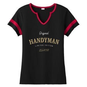 Handyman Funny Job Title Profession Birthday Worker Ladies Halftime Notch Neck Tee