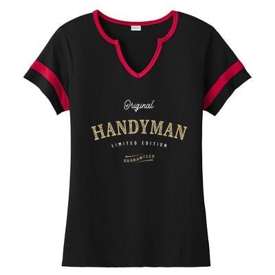 Handyman Funny Job Title Profession Birthday Worker Ladies Halftime Notch Neck Tee