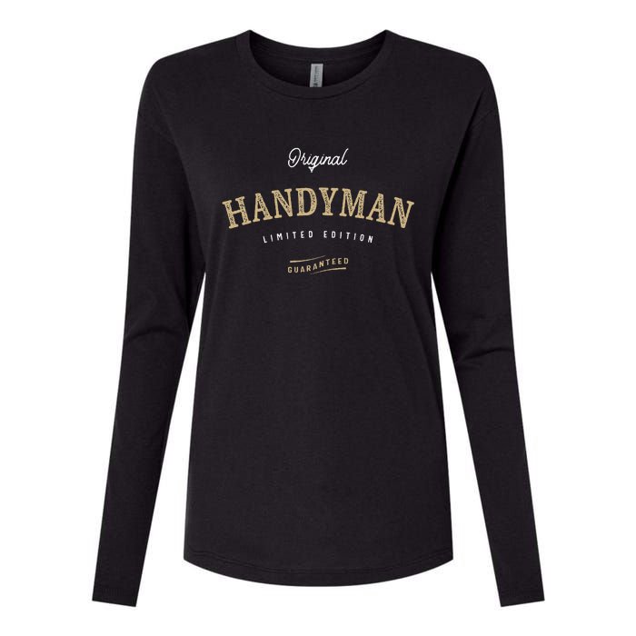 Handyman Funny Job Title Profession Birthday Worker Womens Cotton Relaxed Long Sleeve T-Shirt