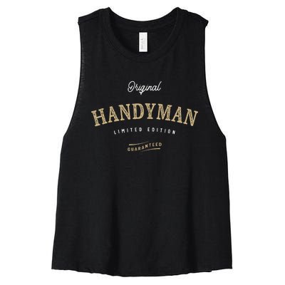 Handyman Funny Job Title Profession Birthday Worker Women's Racerback Cropped Tank