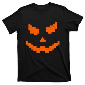 Halloween Funny Jack O Lantern Pumpkin Evil Smile Pixel Game Gift T-Shirt