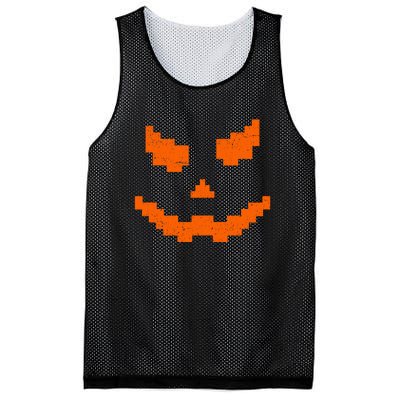 Halloween Funny Jack O Lantern Pumpkin Evil Smile Pixel Game Gift Mesh Reversible Basketball Jersey Tank