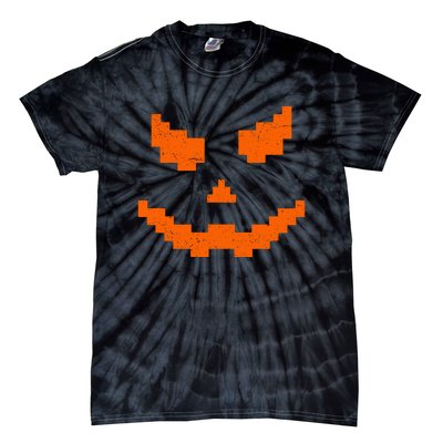 Halloween Funny Jack O Lantern Pumpkin Evil Smile Pixel Game Gift Tie-Dye T-Shirt