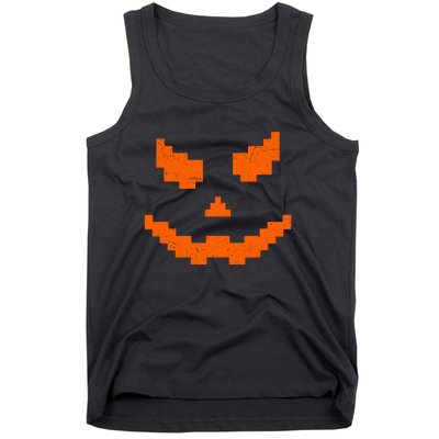 Halloween Funny Jack O Lantern Pumpkin Evil Smile Pixel Game Gift Tank Top