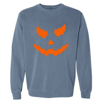 Halloween Funny Jack O Lantern Pumpkin Evil Smile Pixel Game Gift Garment-Dyed Sweatshirt