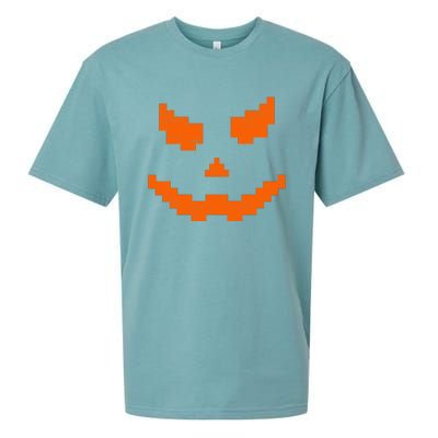 Halloween Funny Jack O Lantern Pumpkin Evil Smile Pixel Game Gift Sueded Cloud Jersey T-Shirt