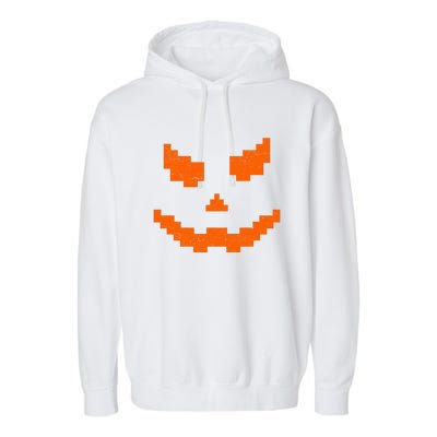 Halloween Funny Jack O Lantern Pumpkin Evil Smile Pixel Game Gift Garment-Dyed Fleece Hoodie