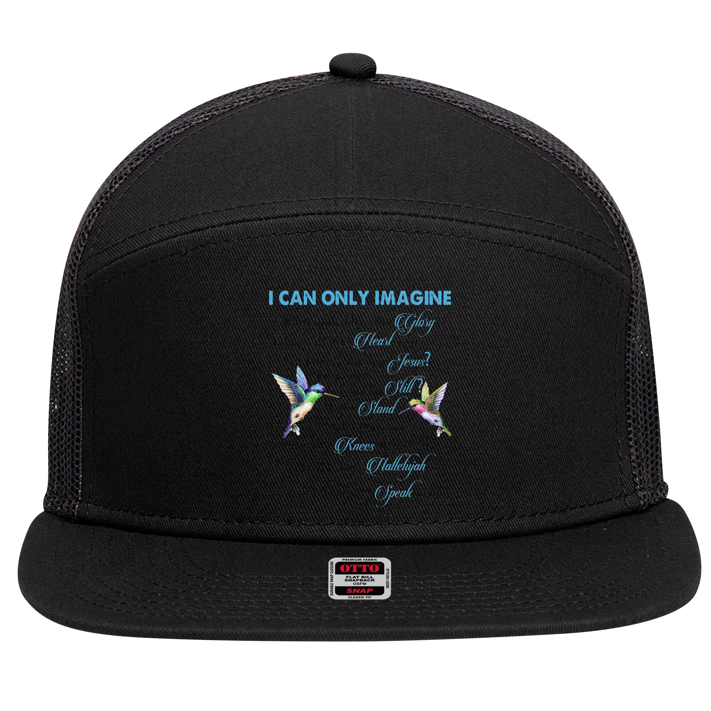 Hummingbirds Faith Jesus I Can Imagine Christian Religious 7 Panel Mesh Trucker Snapback Hat