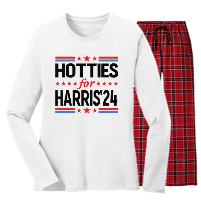 Hotties For Kamala Harris 2024 Women's Long Sleeve Flannel Pajama Set 