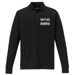 Hotties For Kamala Harris Sarcastic Performance Long Sleeve Polo