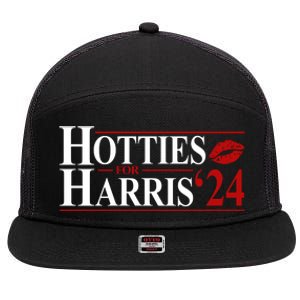 Hotties For Kamala Harris 2024 Smooch Lip Funny Politcal 7 Panel Mesh Trucker Snapback Hat