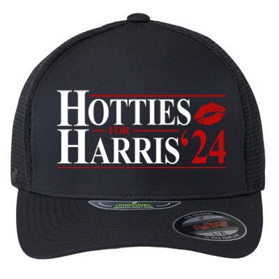 Hotties For Kamala Harris 2024 Smooch Lip Funny Politcal Flexfit Unipanel Trucker Cap