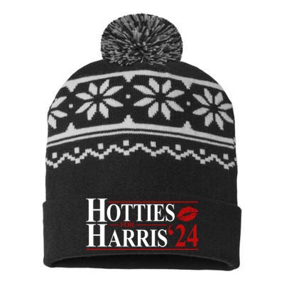 Hotties For Kamala Harris 2024 Smooch Lip Funny Politcal USA-Made Snowflake Beanie