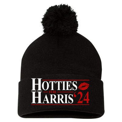 Hotties For Kamala Harris 2024 Smooch Lip Funny Politcal Pom Pom 12in Knit Beanie