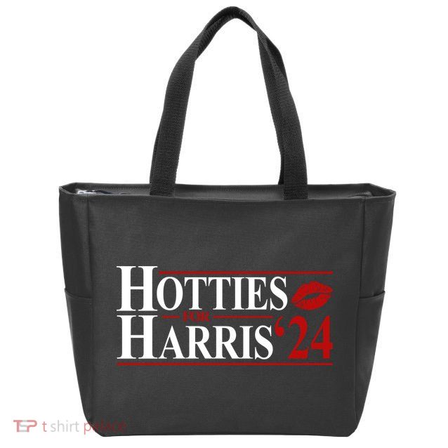 Hotties For Kamala Harris 2024 Smooch Lip Funny Politcal Zip Tote Bag