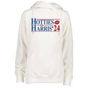 Hotties For Kamala Harris 2024 Smooch Lip Funny Politcal Womens Funnel Neck Pullover Hood