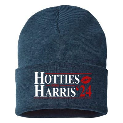 Hotties For Kamala Harris 2024 Smooch Lip Funny Politcal Sustainable Knit Beanie