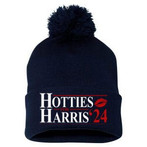 Hotties For Kamala Harris 2024 Smooch Lip Funny Politcal Pom Pom 12in Knit Beanie