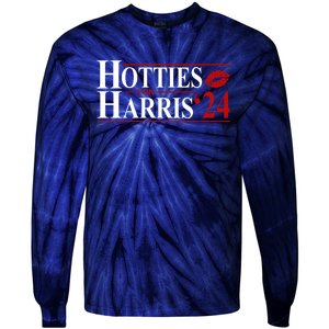 Hotties For Kamala Harris 2024 Smooch Lip Funny Politcal Tie-Dye Long Sleeve Shirt