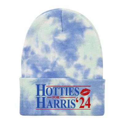 Hotties For Kamala Harris 2024 Smooch Lip Funny Politcal Tie Dye 12in Knit Beanie