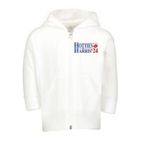 Hotties For Kamala Harris 2024 Smooch Lip Funny Politcal Toddler Zip Fleece Hoodie