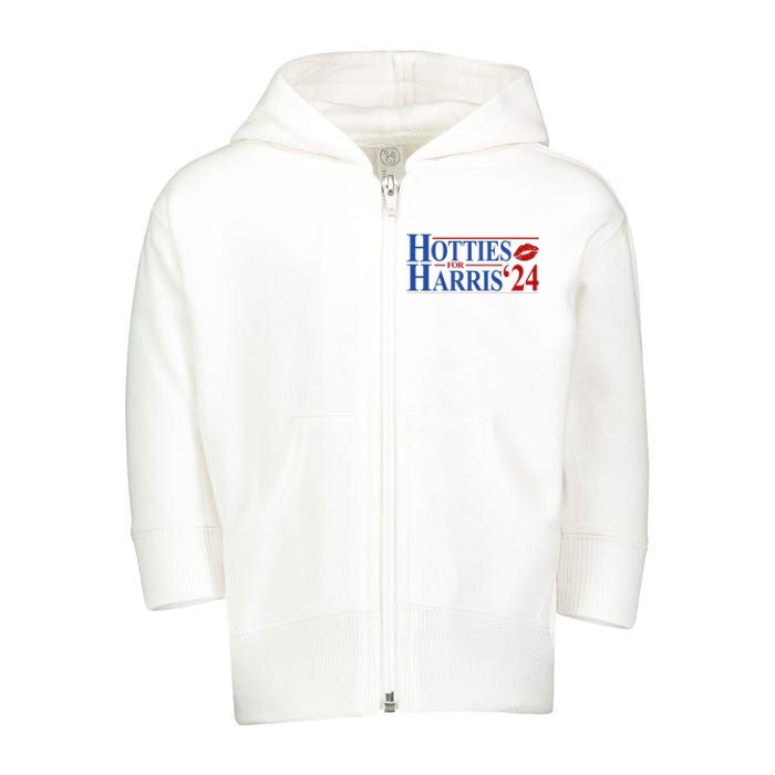 Hotties For Kamala Harris 2024 Smooch Lip Funny Politcal Toddler Zip Fleece Hoodie