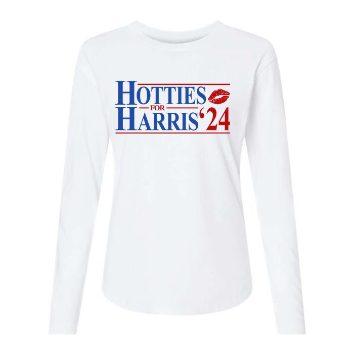 Hotties For Kamala Harris 2024 Smooch Lip Funny Politcal Womens Cotton Relaxed Long Sleeve T-Shirt