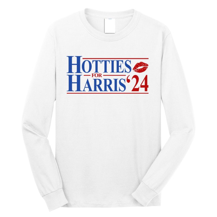 Hotties For Kamala Harris 2024 Smooch Lip Funny Politcal Long Sleeve Shirt