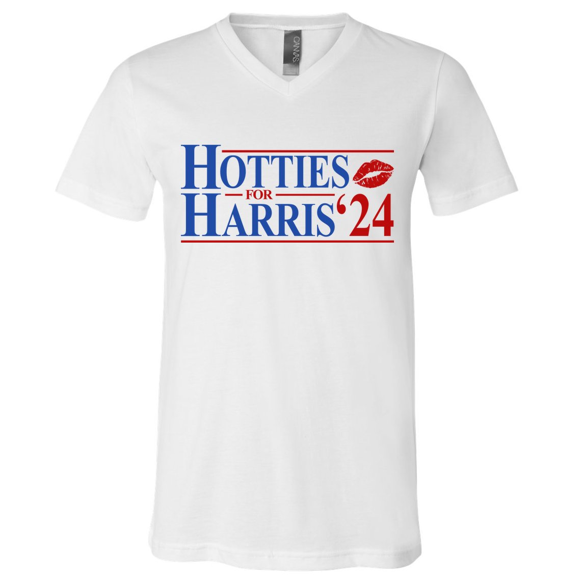 Hotties For Kamala Harris 2024 Smooch Lip Funny Politcal V-Neck T-Shirt