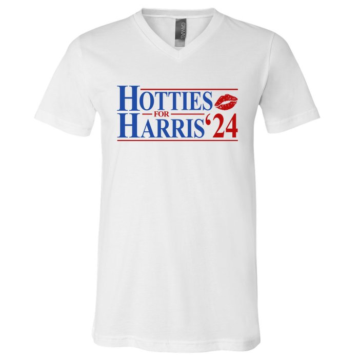 Hotties For Kamala Harris 2024 Smooch Lip Funny Politcal V-Neck T-Shirt