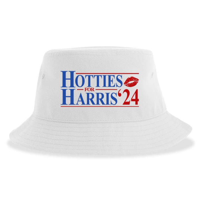 Hotties For Kamala Harris 2024 Smooch Lip Funny Politcal Sustainable Bucket Hat