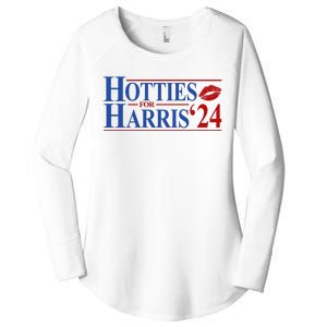 Hotties For Kamala Harris 2024 Smooch Lip Funny Politcal Women's Perfect Tri Tunic Long Sleeve Shirt