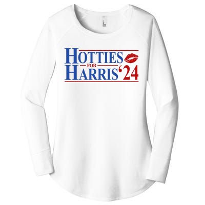 Hotties For Kamala Harris 2024 Smooch Lip Funny Politcal Women's Perfect Tri Tunic Long Sleeve Shirt