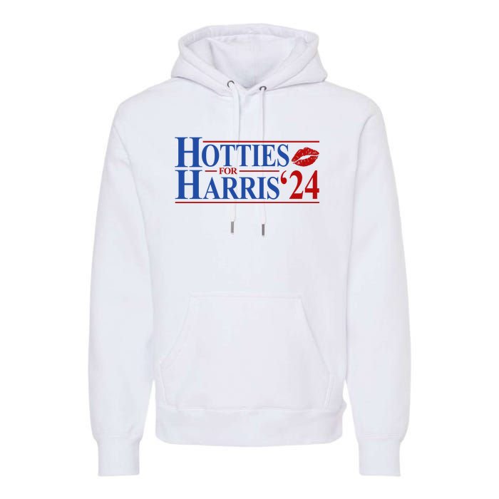 Hotties For Kamala Harris 2024 Smooch Lip Funny Politcal Premium Hoodie