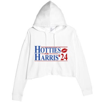 Hotties For Kamala Harris 2024 Smooch Lip Funny Politcal Crop Fleece Hoodie