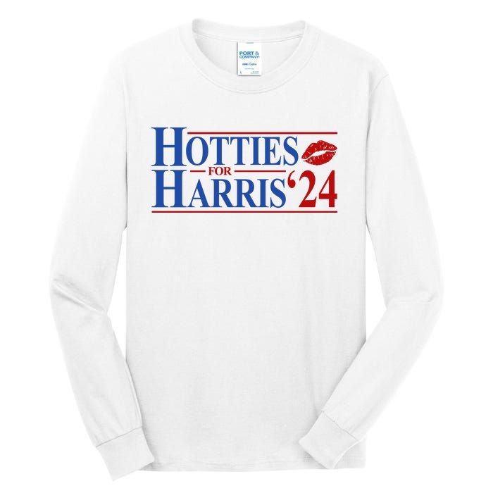 Hotties For Kamala Harris 2024 Smooch Lip Funny Politcal Tall Long Sleeve T-Shirt