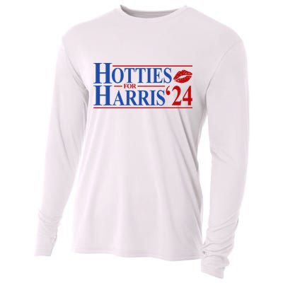 Hotties For Kamala Harris 2024 Smooch Lip Funny Politcal Cooling Performance Long Sleeve Crew