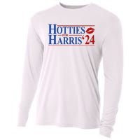 Hotties For Kamala Harris 2024 Smooch Lip Funny Politcal Cooling Performance Long Sleeve Crew