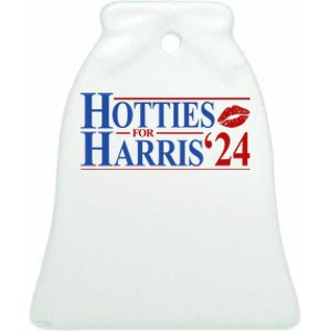 Hotties For Kamala Harris 2024 Smooch Lip Funny Politcal Ceramic Bell Ornament