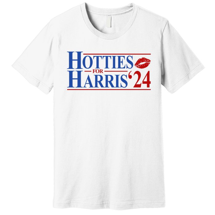 Hotties For Kamala Harris 2024 Smooch Lip Funny Politcal Premium T-Shirt