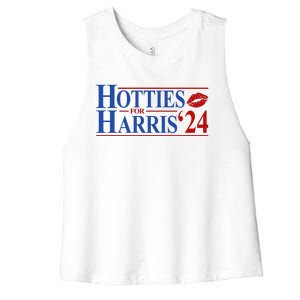 Hotties For Kamala Harris 2024 Smooch Lip Funny Politcal Women's Racerback Cropped Tank