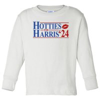 Hotties For Kamala Harris 2024 Smooch Lip Funny Politcal Toddler Long Sleeve Shirt