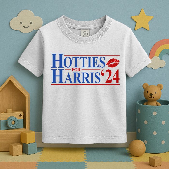 Hotties For Kamala Harris 2024 Smooch Lip Funny Politcal Toddler T-Shirt
