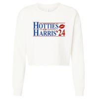 Hotties For Kamala Harris 2024 Smooch Lip Funny Politcal Cropped Pullover Crew