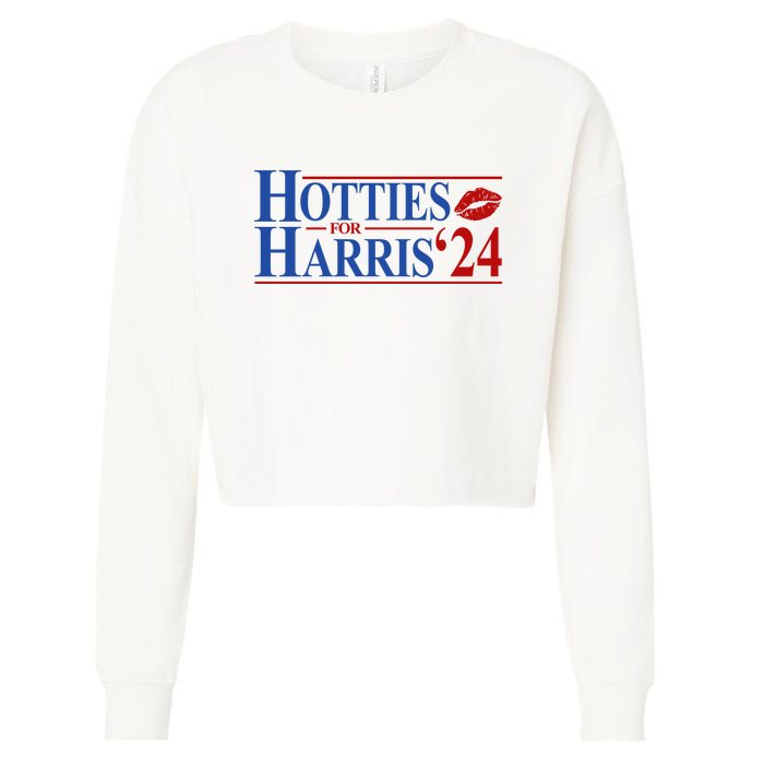 Hotties For Kamala Harris 2024 Smooch Lip Funny Politcal Cropped Pullover Crew