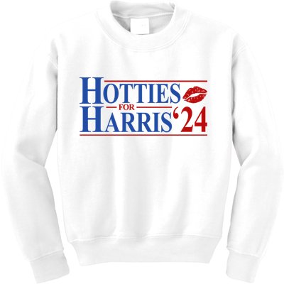 Hotties For Kamala Harris 2024 Smooch Lip Funny Politcal Kids Sweatshirt