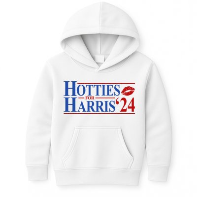 Hotties For Kamala Harris 2024 Smooch Lip Funny Politcal Kids Hoodie
