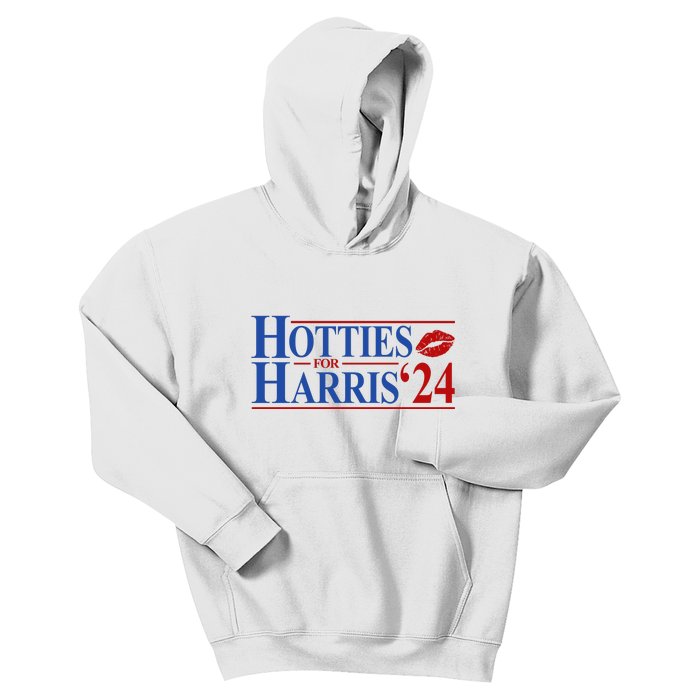 Hotties For Kamala Harris 2024 Smooch Lip Funny Politcal Kids Hoodie