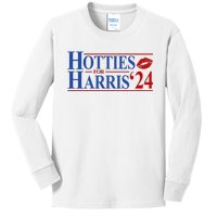 Hotties For Kamala Harris 2024 Smooch Lip Funny Politcal Kids Long Sleeve Shirt