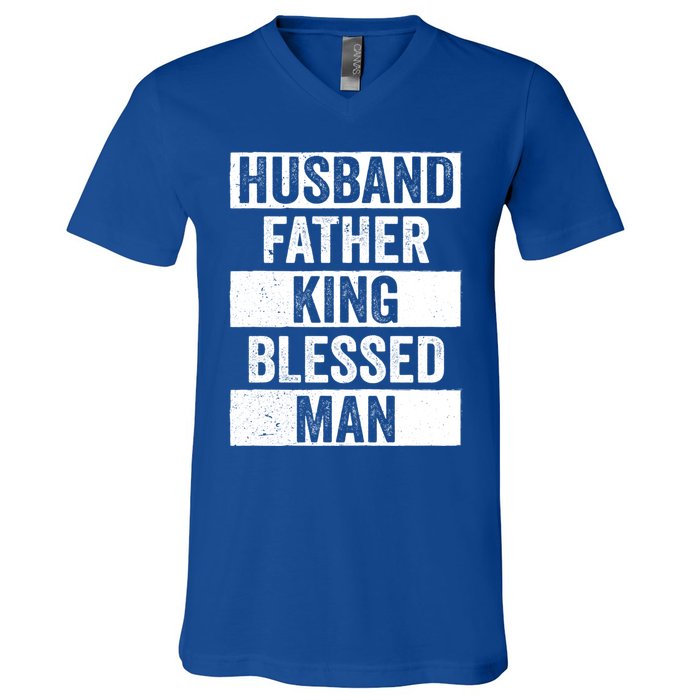 Husband Father King Blessed Dope Dad Cool Gift Black History Meaningful Gift V-Neck T-Shirt